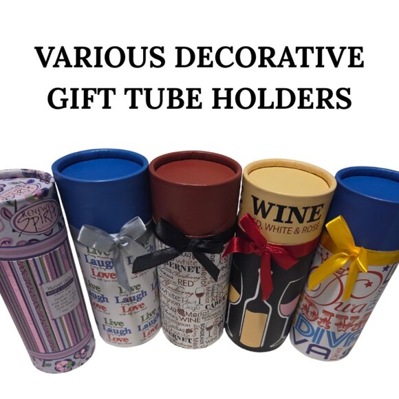 COLORFUL GIFT TUBE HOLDERS IN VARIOUS DESIGNS - Picture 1 of 2